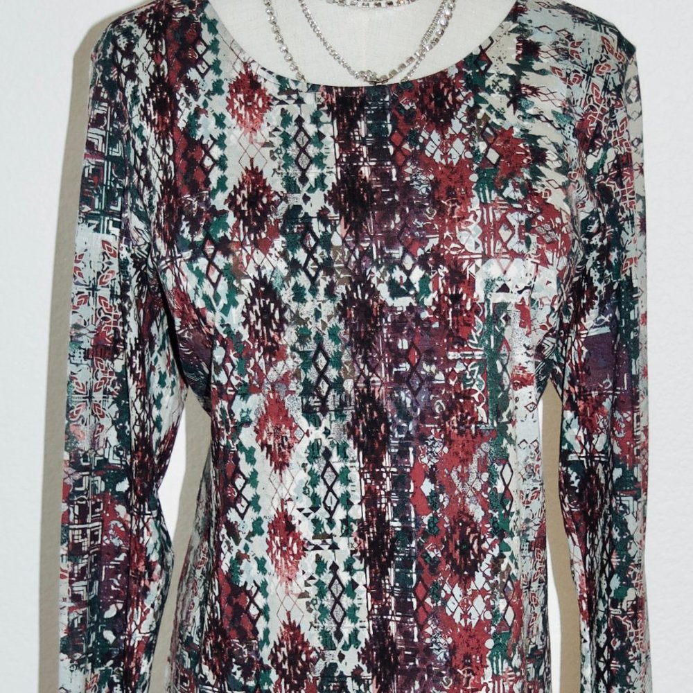 J. Jill Large Southwestern Long Sleeve Top